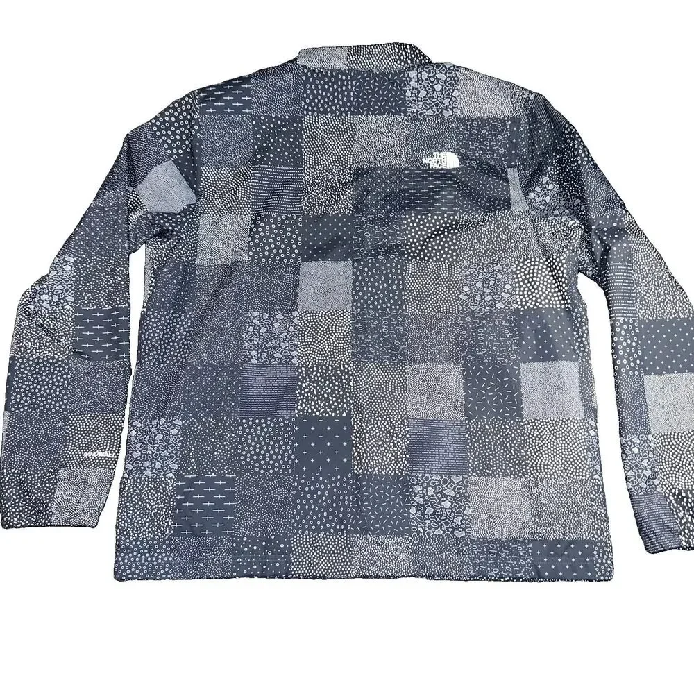 The North Face Windwall Men XL Patchwork Print Coaches Jacket Blue Geo Snap